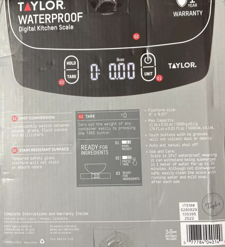 Taylor Digital Kitchen Scale 11 LB. Capacity