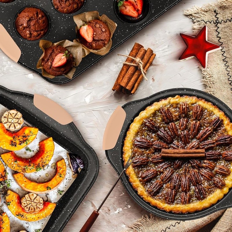 11 Piece Nonstick Baking Set Stackable Bakeware Cookie Sheet Muffin Pan New