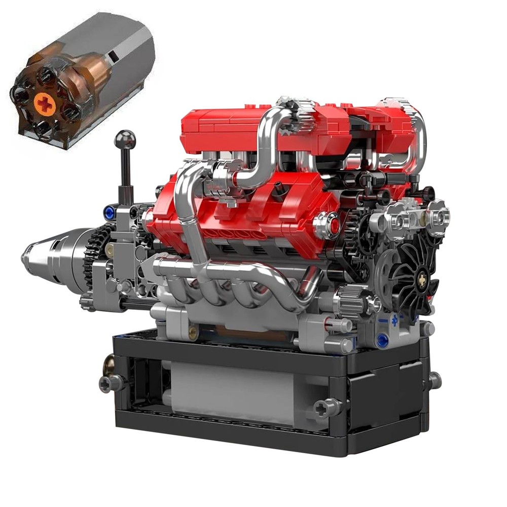 1pcs V8 Engine Motor Mechanical Engineering Model Building Block Gift Collection