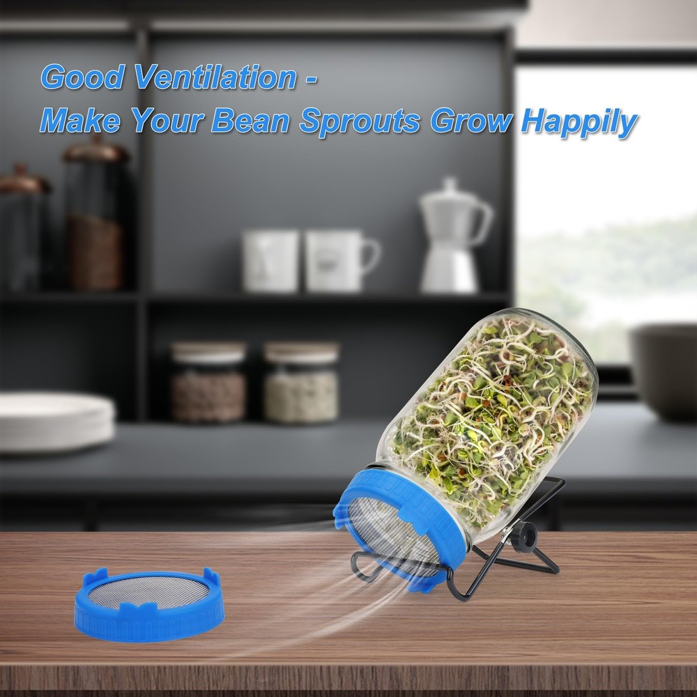 Sprouting Lids Growing Kit for Wide Mouth Mason Jar Screen Sprout Lids