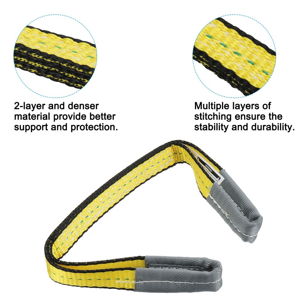 1"x2' Lift Strap 2-Ply Polyester 3100lbs Capacity Lifting Tie Down Strap, 1 Roll