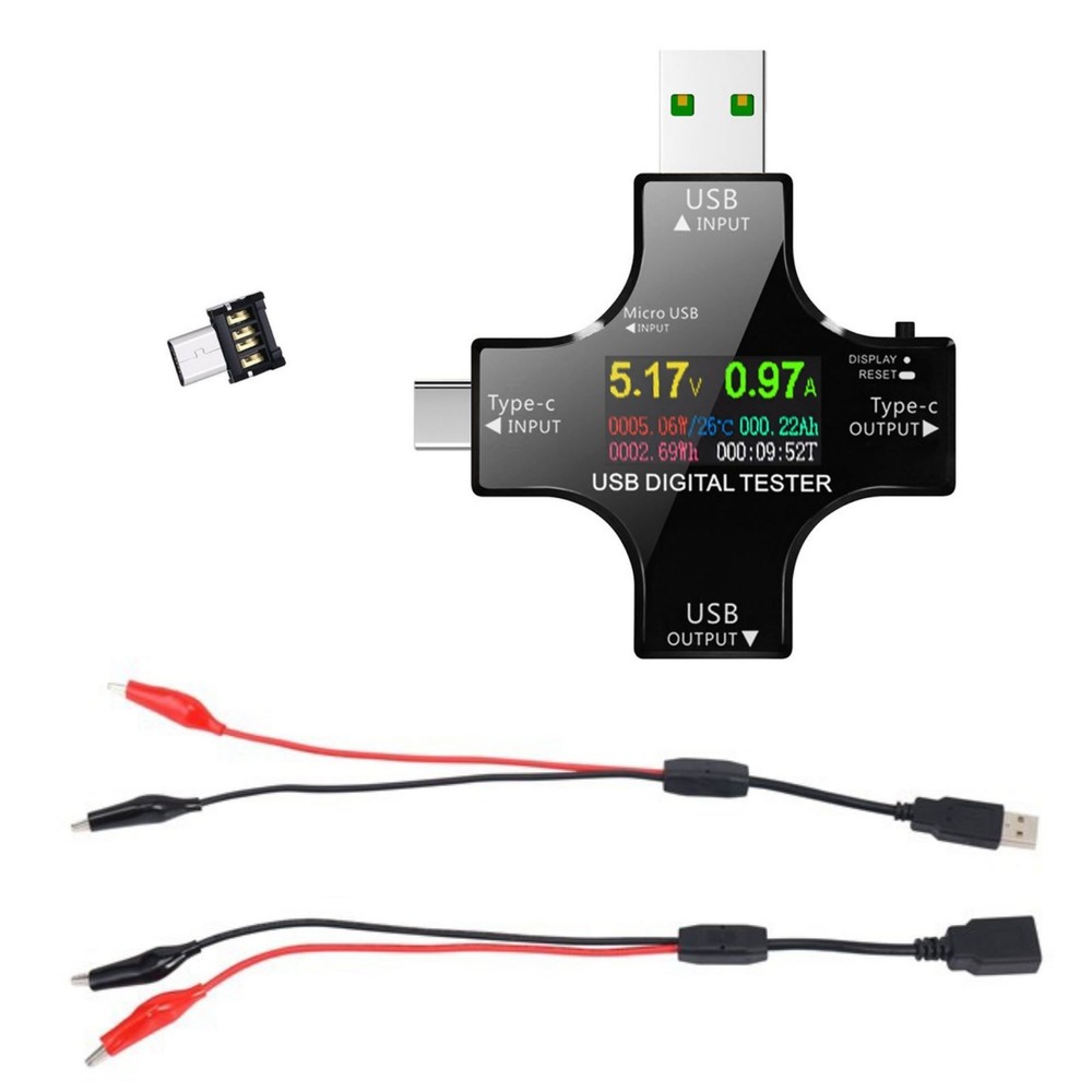 8 IPS Multiple Color Screen USB Power Meter Tester Fit Charger Type-C Detector