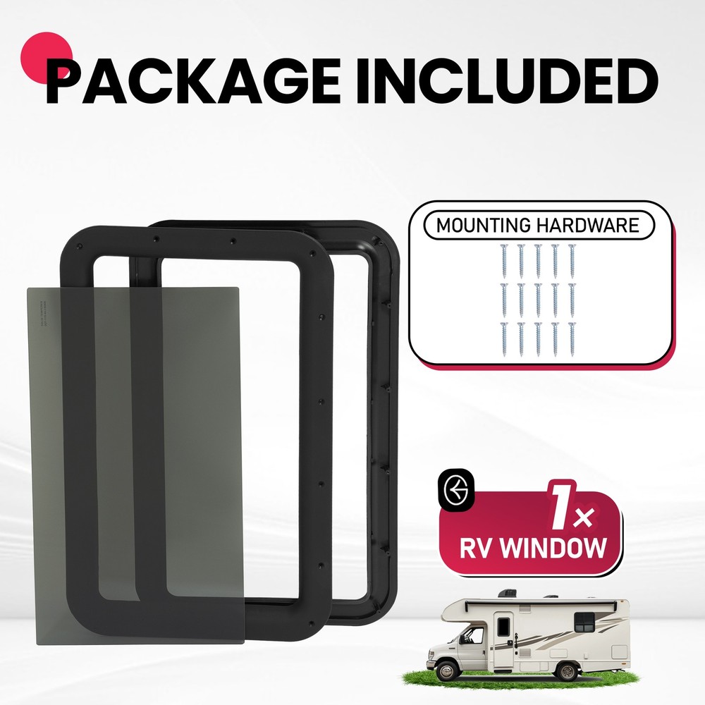 15"x24" RV Window Entry Entrance Door Tinted Tempered Glass For Camper Trailer