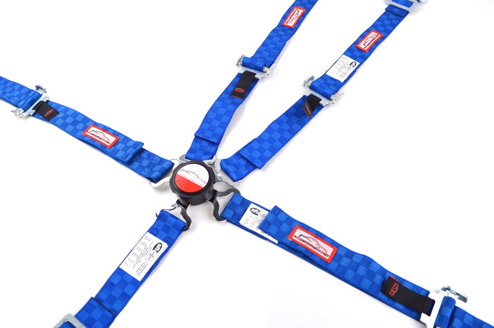 JR HARNESS 2" SFI 16.1 PULL UP LAP BELT CAM LOCK BLUE CHECKERBOARD RACERDIRECT