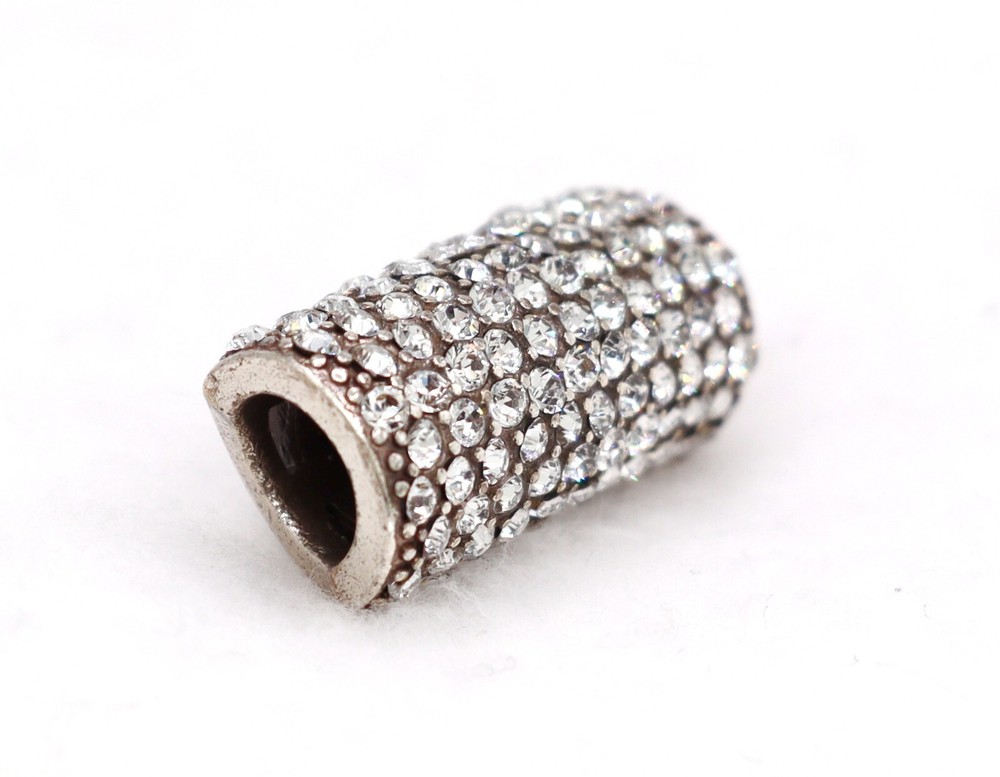 Brighton Glitter Long Crystal Bead Charm Silver Plated