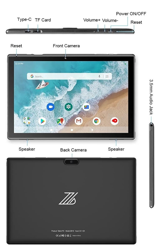 ZZB 10 inch Tablet Android 15 Tablet PC, 10.1 Android Tablets DDR4 8GB RAM 32...
