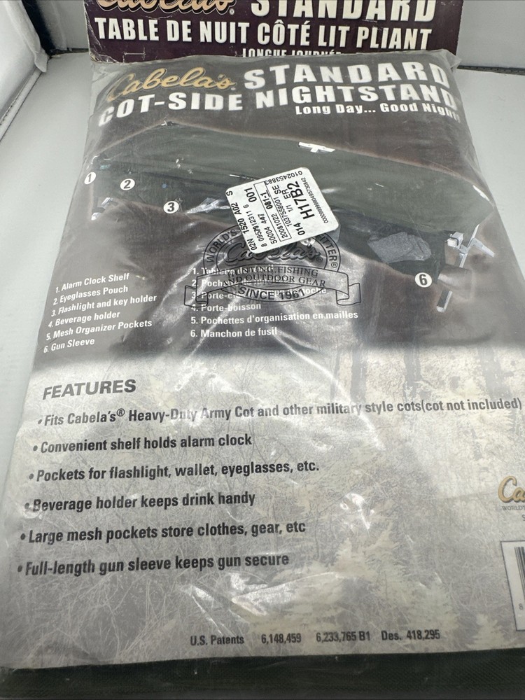 Cabela’s Outfitter Standard Cot- Side Nightstand New In Pkg