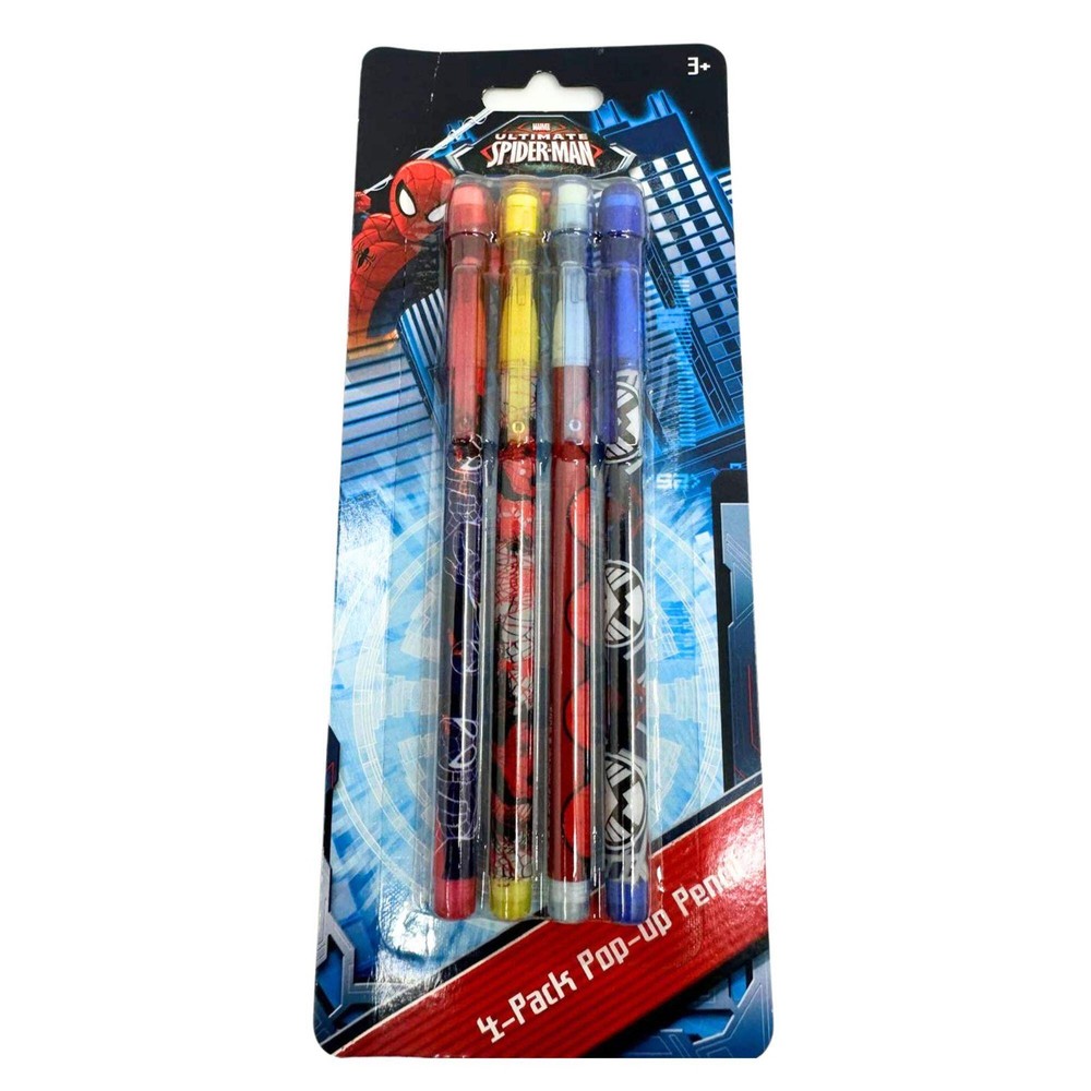 Ultimate Spider‑Man Pop‑Up Pencil: 4 Pack
