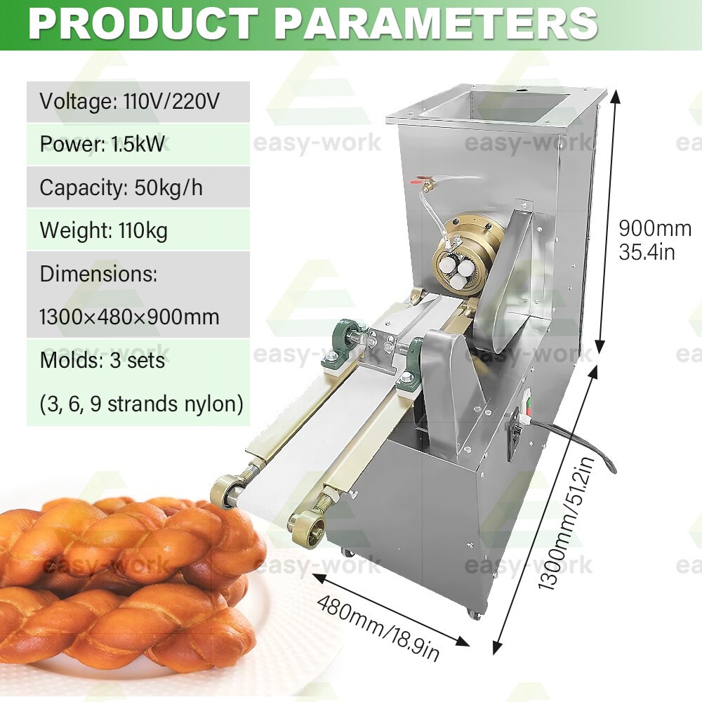 Automatic Extruder Fried Dough Twist Machine Bread Twisting Stick Rolling Cut