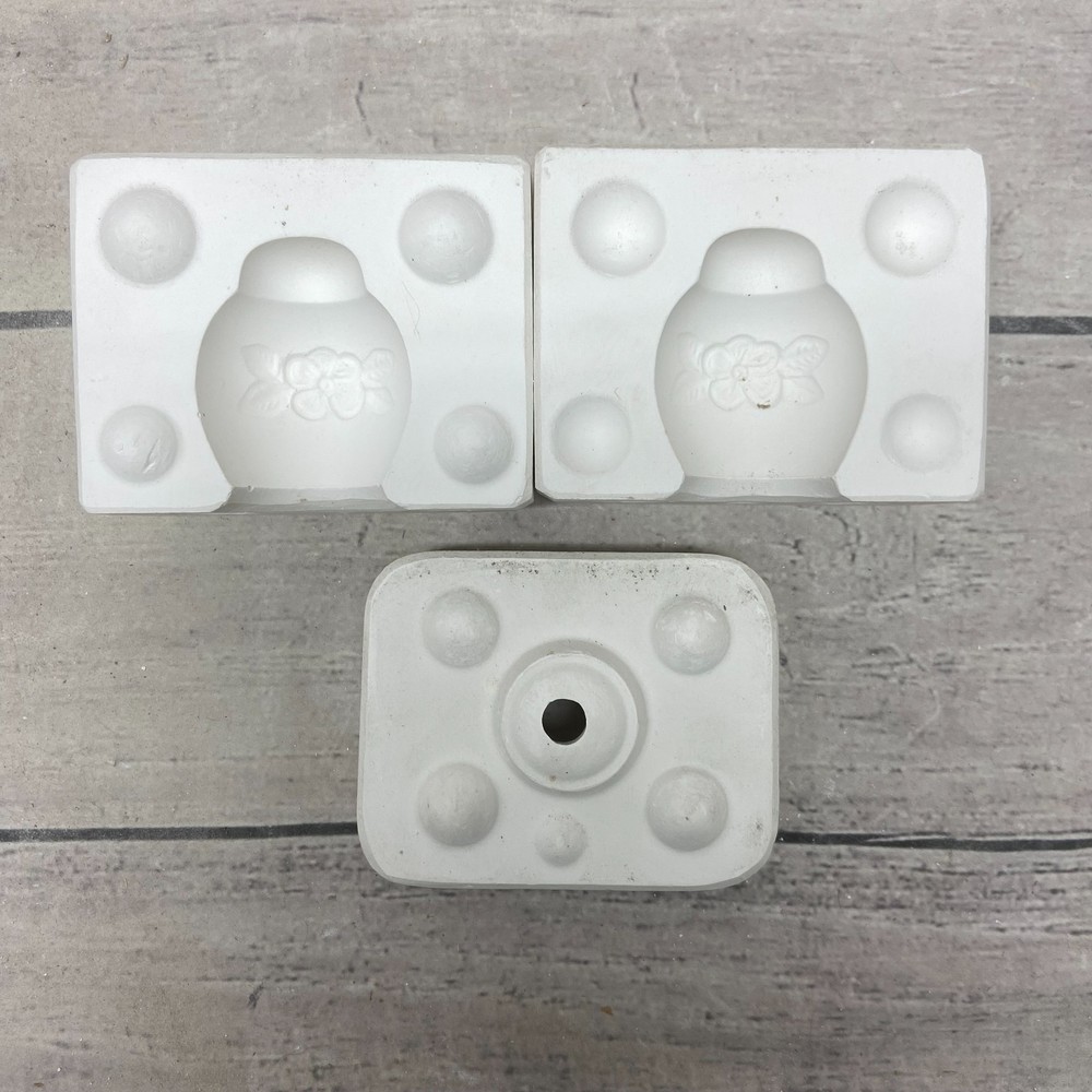 Unbranded Ceramic Casting Mold Tiny Urn Floral Design