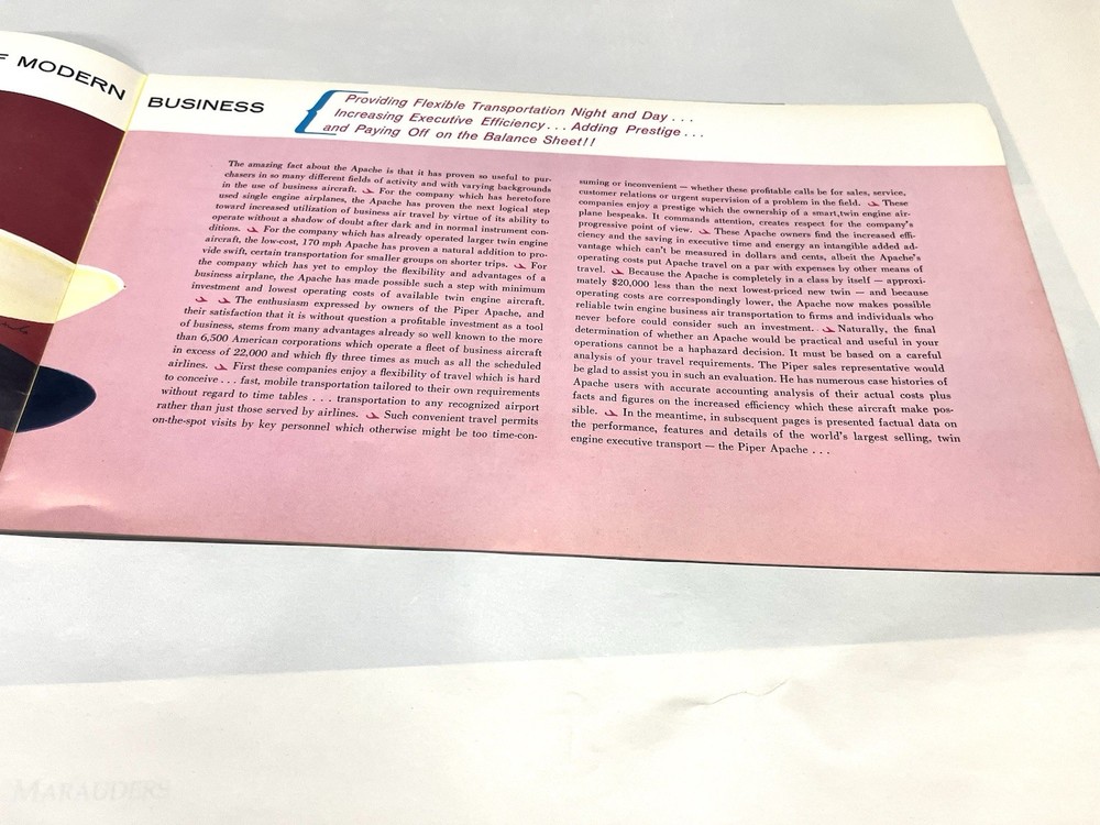 Vintage Piper Apache Brochure