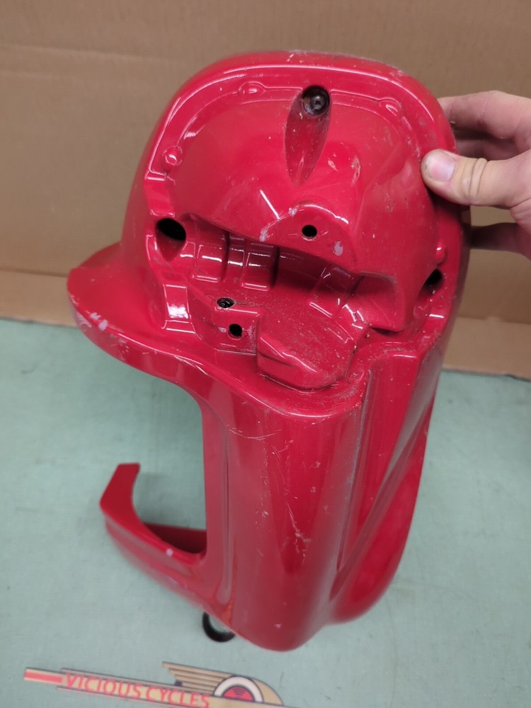 Harley Touring Left Leg Shield With Speaker Mount. Red