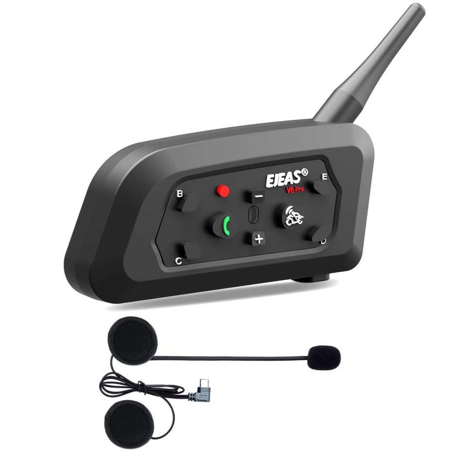 EJEAS Vnetphone V6 Motorcycle Bluetooth Headset, 2 Riders Intercom Bluetooth 5.1
