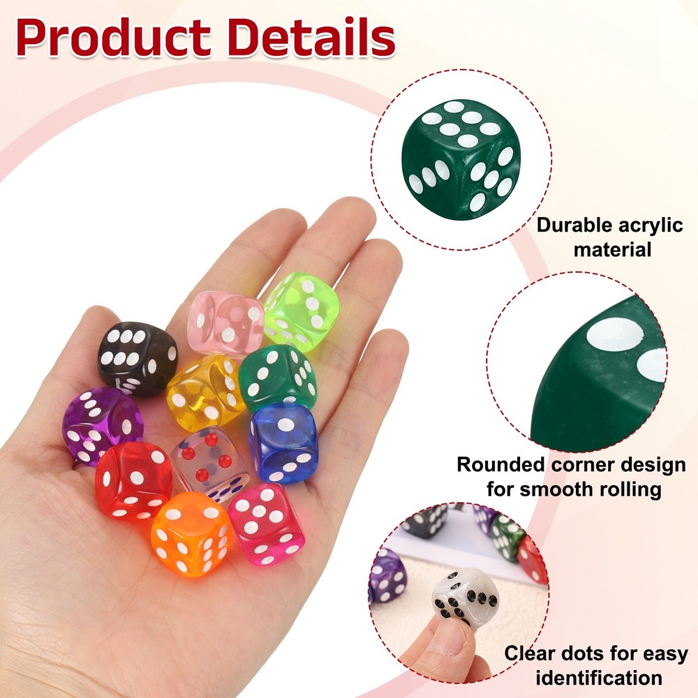 48Pcs Polyhedral Dice 12mm Pearl Pattern Square Dice, Dark Green