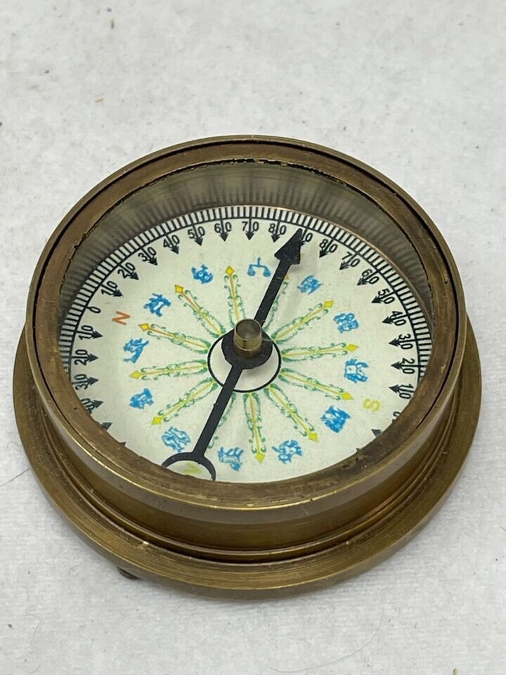 BRASS MARITIME COMPASS WITH 100 YEARS CALENDAR 2000-2099