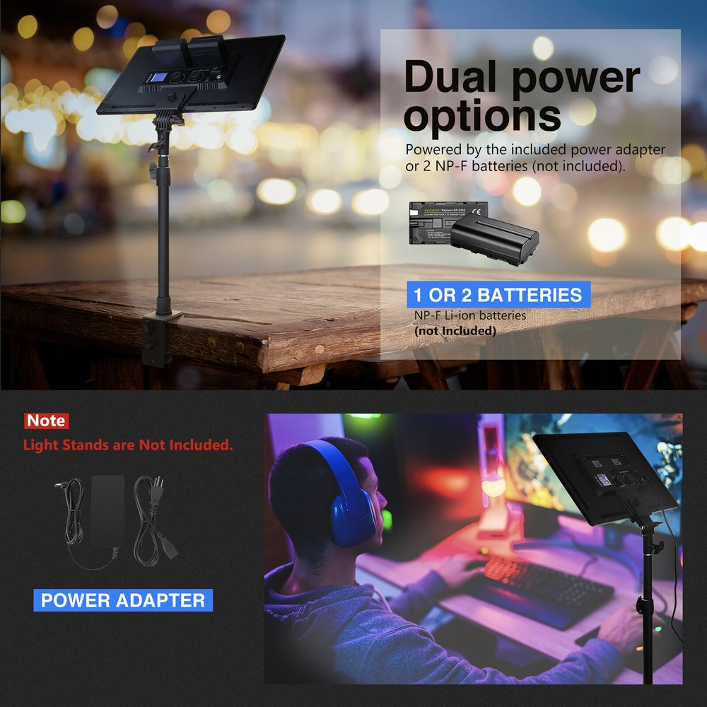 Neewer 288 Dimmable Large LED Video Light Panel 45W with 2.4G Remote Control