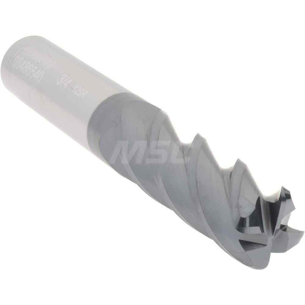 Accupro 3/4" Diam 4 Flute Single End Solid Carbide 1/8" Corner Radius End Mil...
