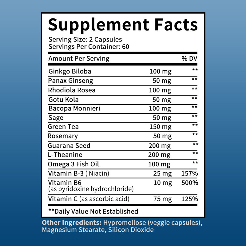 Brain Booster Capsules Brain Memory, Concentration Support Clear Brain Thinking