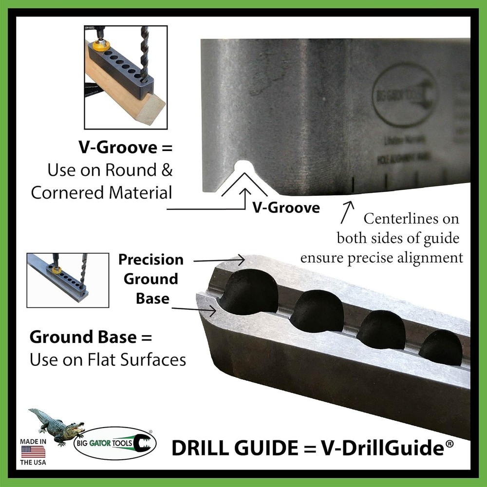 Versatile Mini V-Drill Guide - Straight Flute Design for Accurate Hole Placement