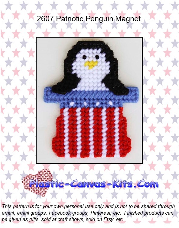 Patriotic Penguin Magnet-Plastic Canvas Pattern or Kit