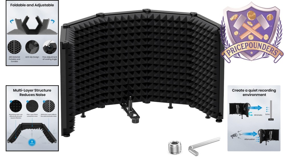 Microphone Isolation Shield - Foldable & Adjustable Sound Insulation