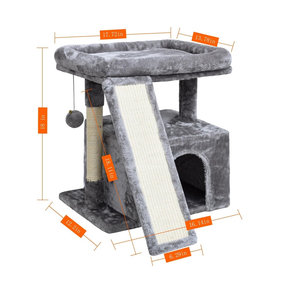 Small Cat Tree for Indoor Cats，Cat Tower with Scratching Post a... FAST U
