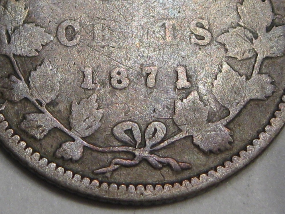 1871 Ten Cent 10¢ CANADA. #43