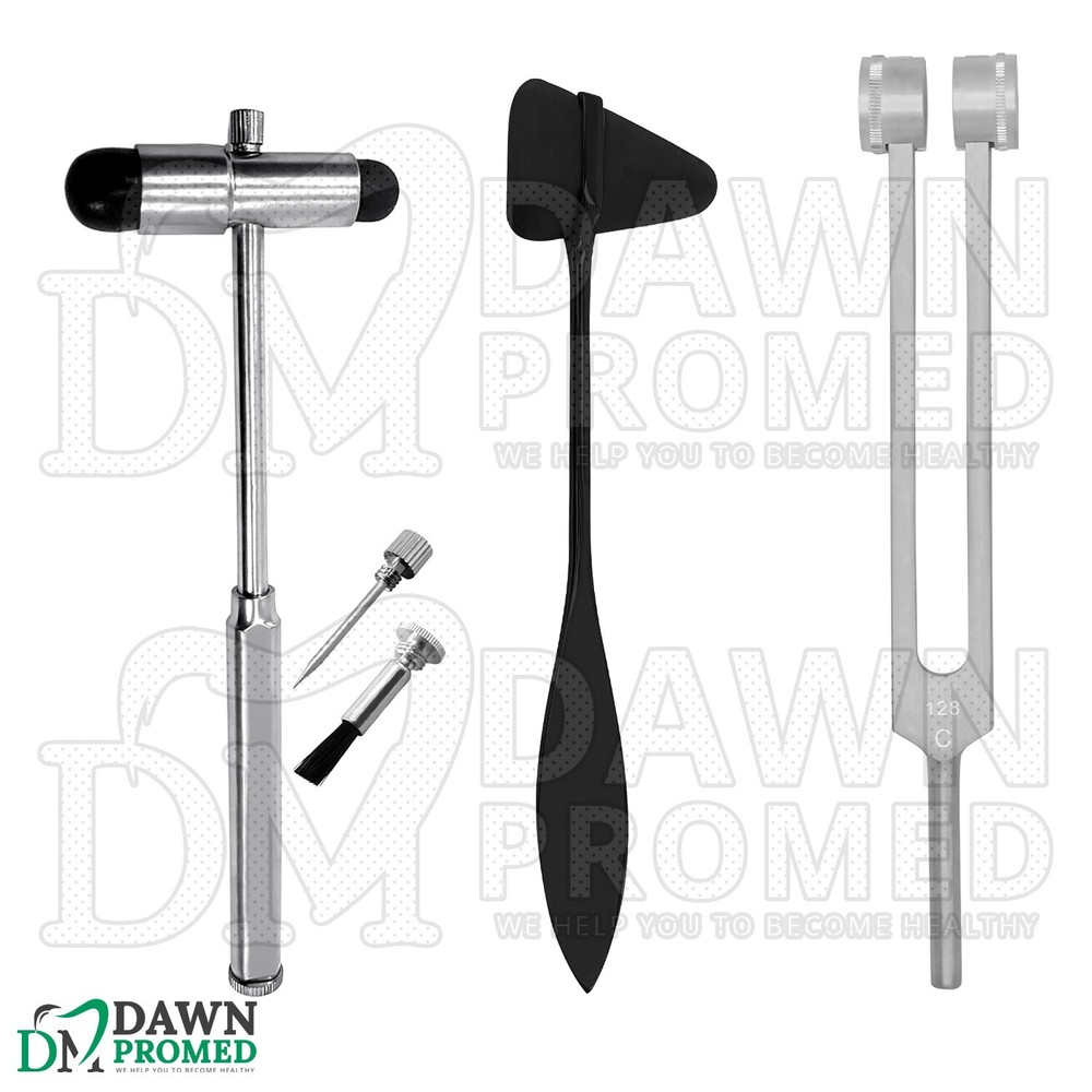 3 Pcs Precision Reflex Diagnostic Taylor Hammer, Tuning Fork & Buck Hammer Set