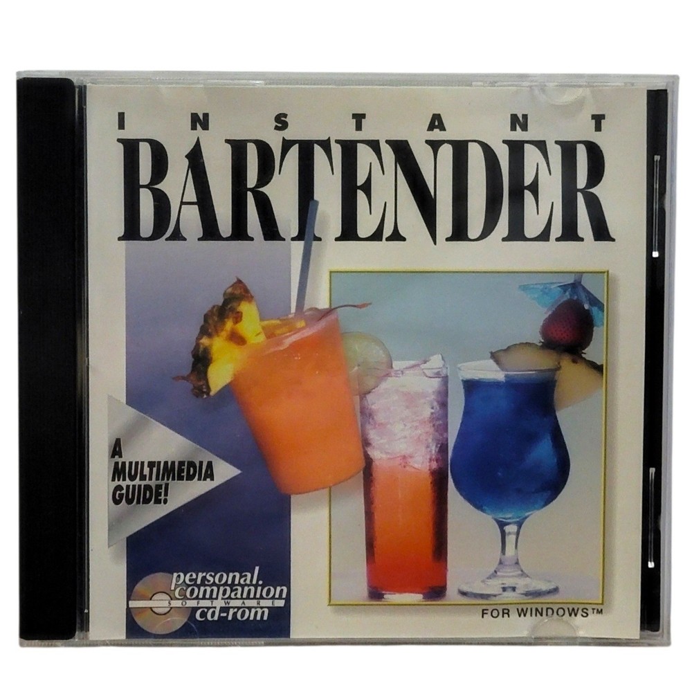 Instant Bartender PC CD ROM 1995 Mixology Recipes Bartender Alcohol Windows