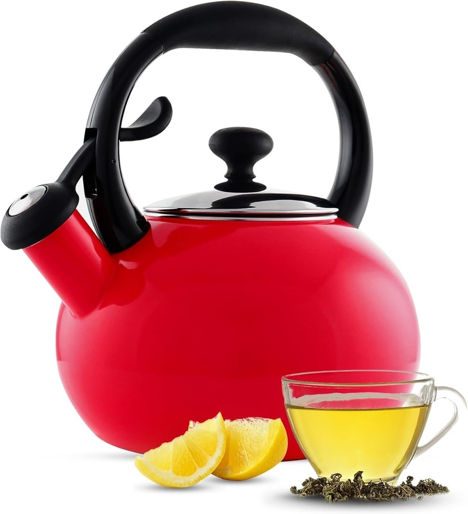 Chantal | Classic Loop Enamel-on-Steel 1.8 Quart Teakettle, RED