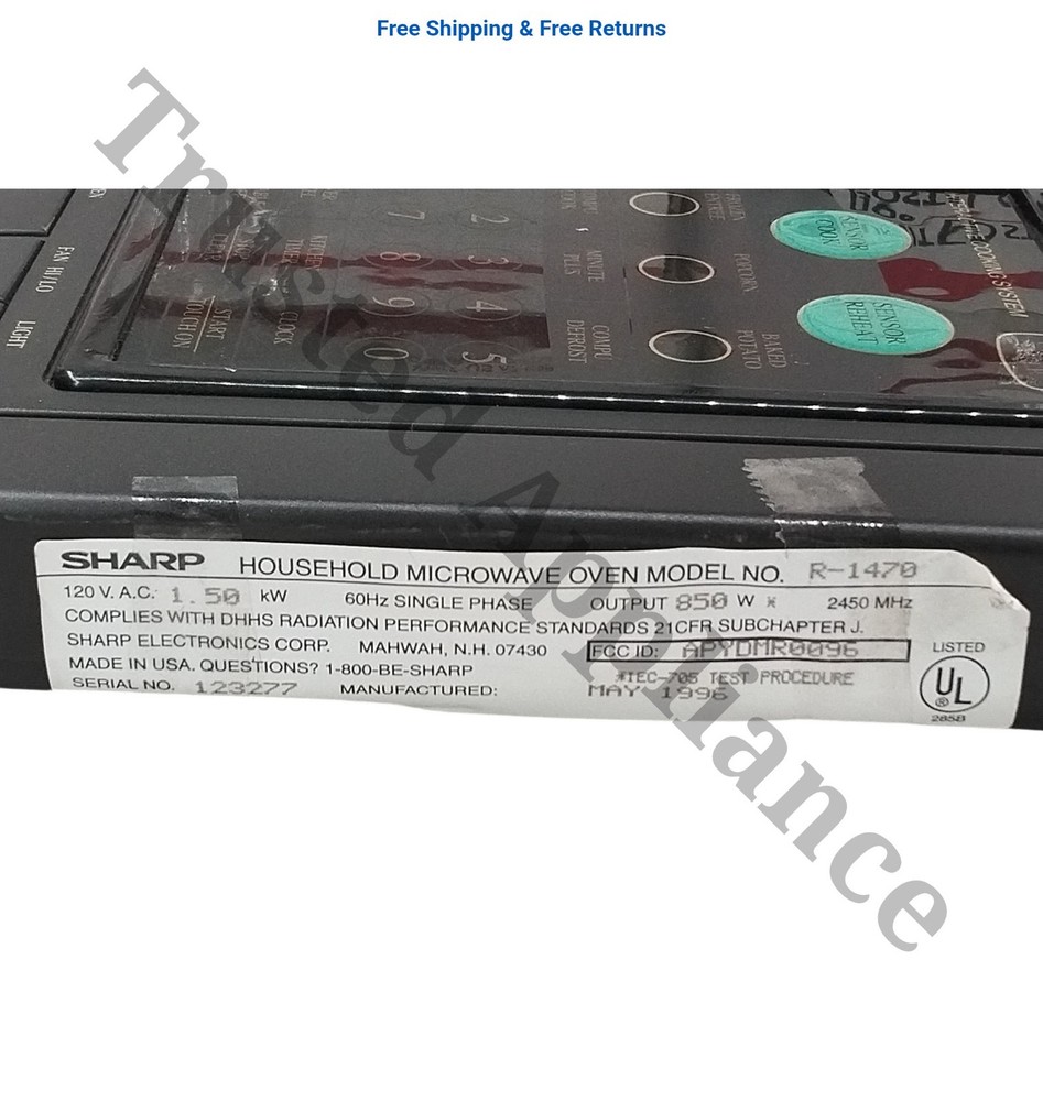 Microwave Control Panel Console FPNLCB168MRK0 BLACK