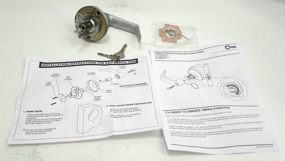 PDQ 42 SEC PHL Classroom 626 Lever Handle Exit Device Trim 4S08PHL-626DSCC