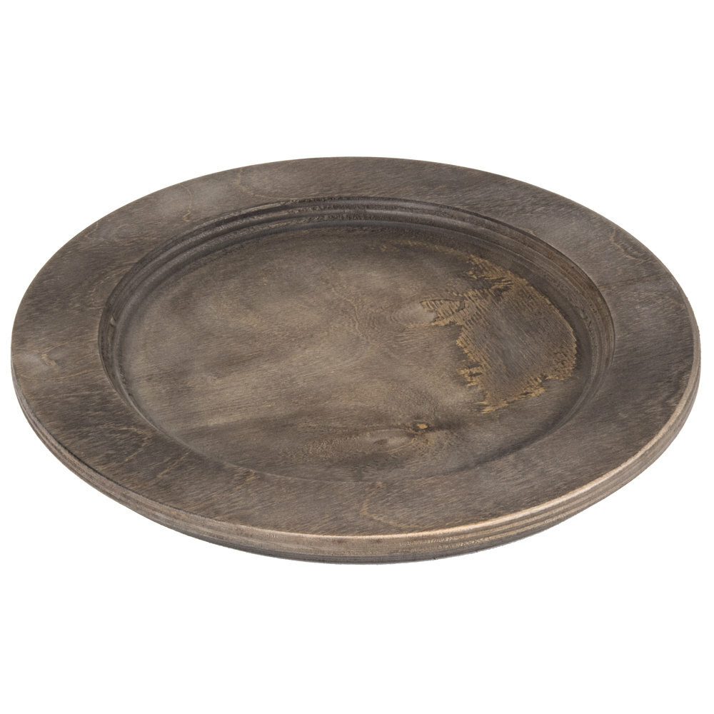 Lodge 9 1/2" Round Wood Underliner with Walnut Finish
