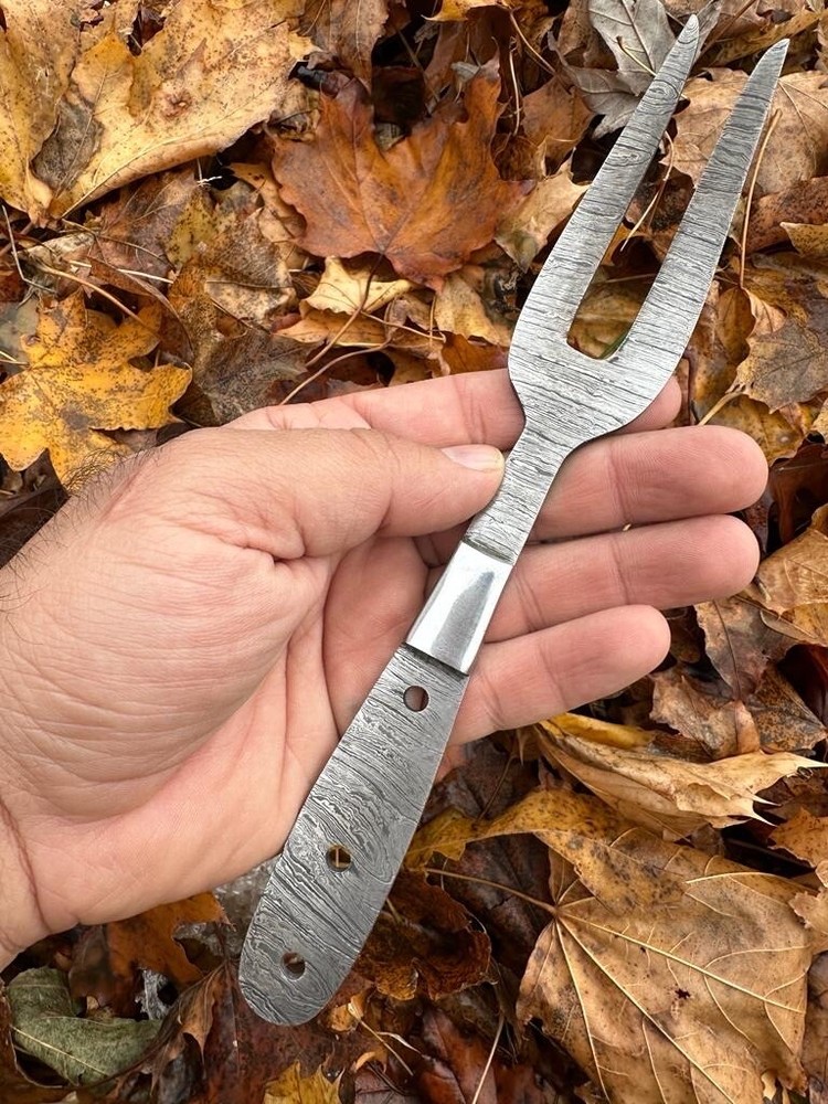 Custom Made Damascus Steel Fork Collectible Blank Fork