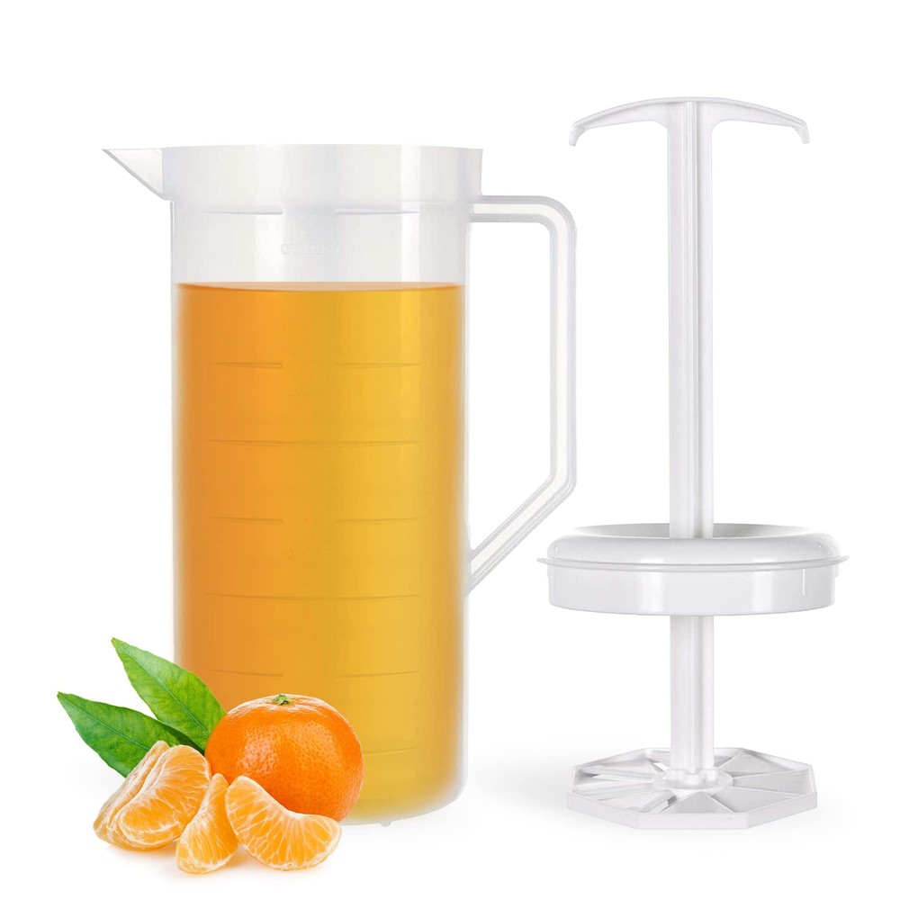 Mixing Pitcher For Drinks Plastic Water Pitcher With Lid And Plunger With Angled