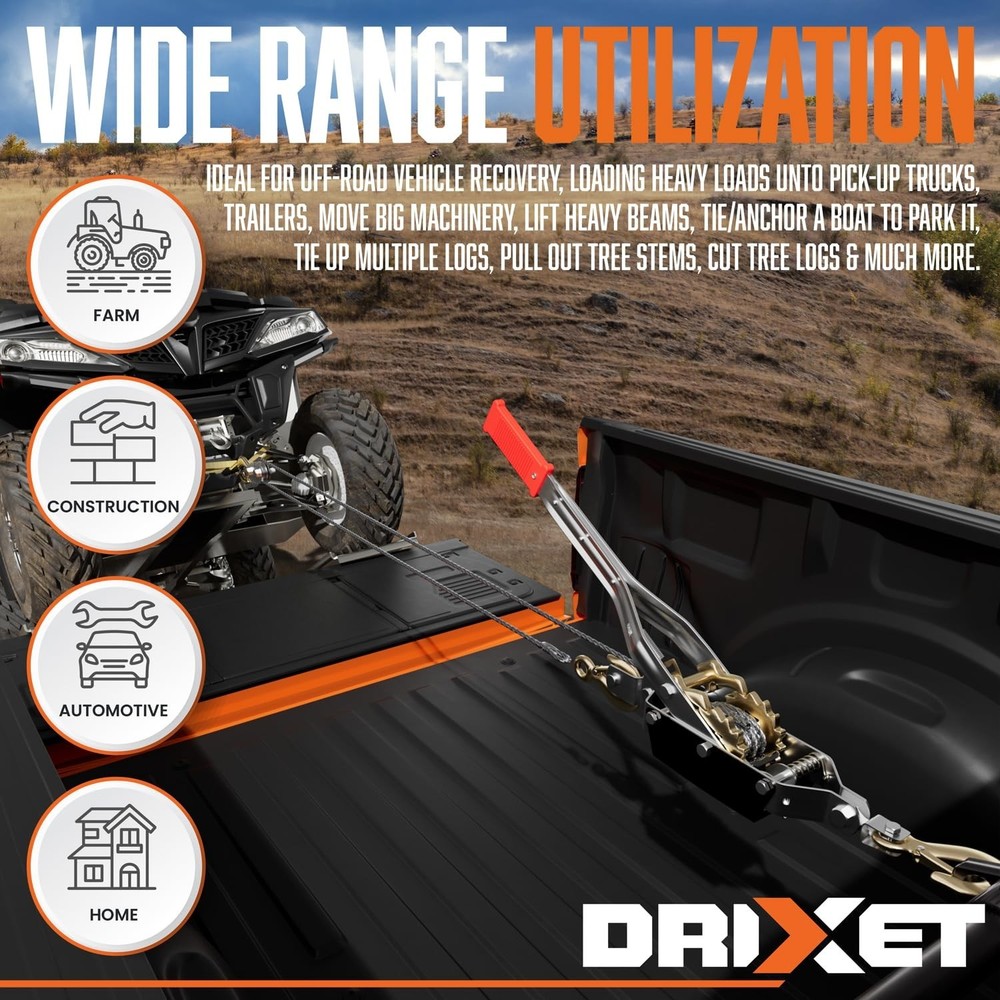 Come Along Winch Heavy Duty - 4 Ton Power Puller Hand Winch with Cable and Pu...