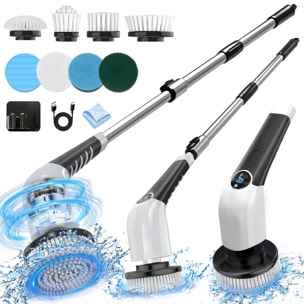 Electric Spin Scrubber Cordless Cleaning 8 Replaceable Brush Heads ANS-8051A