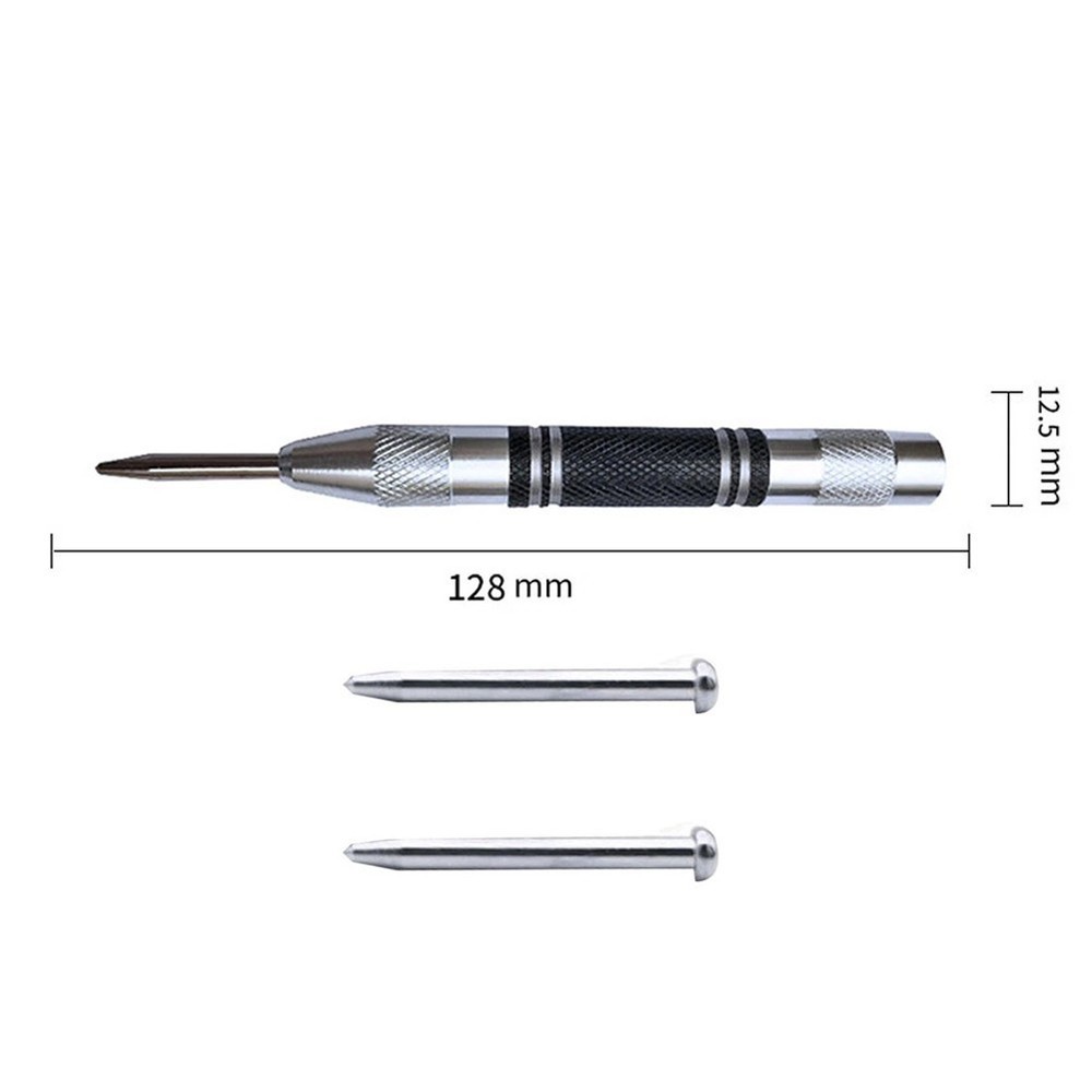 Automatic Center Punch Spring Loaded Tool With 2 Pcs Spare Punch Adjustable