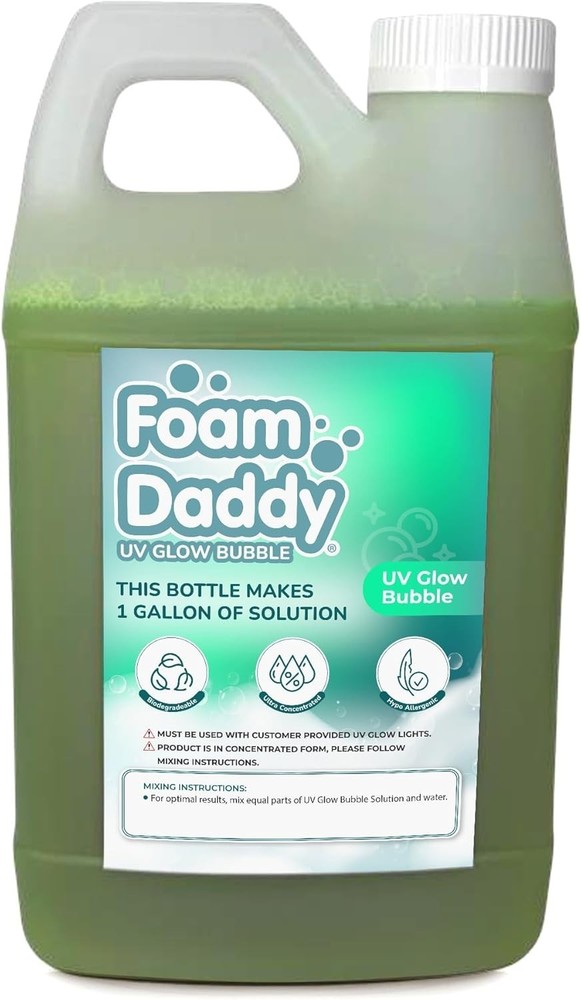 UV Glow Bubble Solution 1/2 Gallon – Safe Neon Bubbles for Black Light Parties