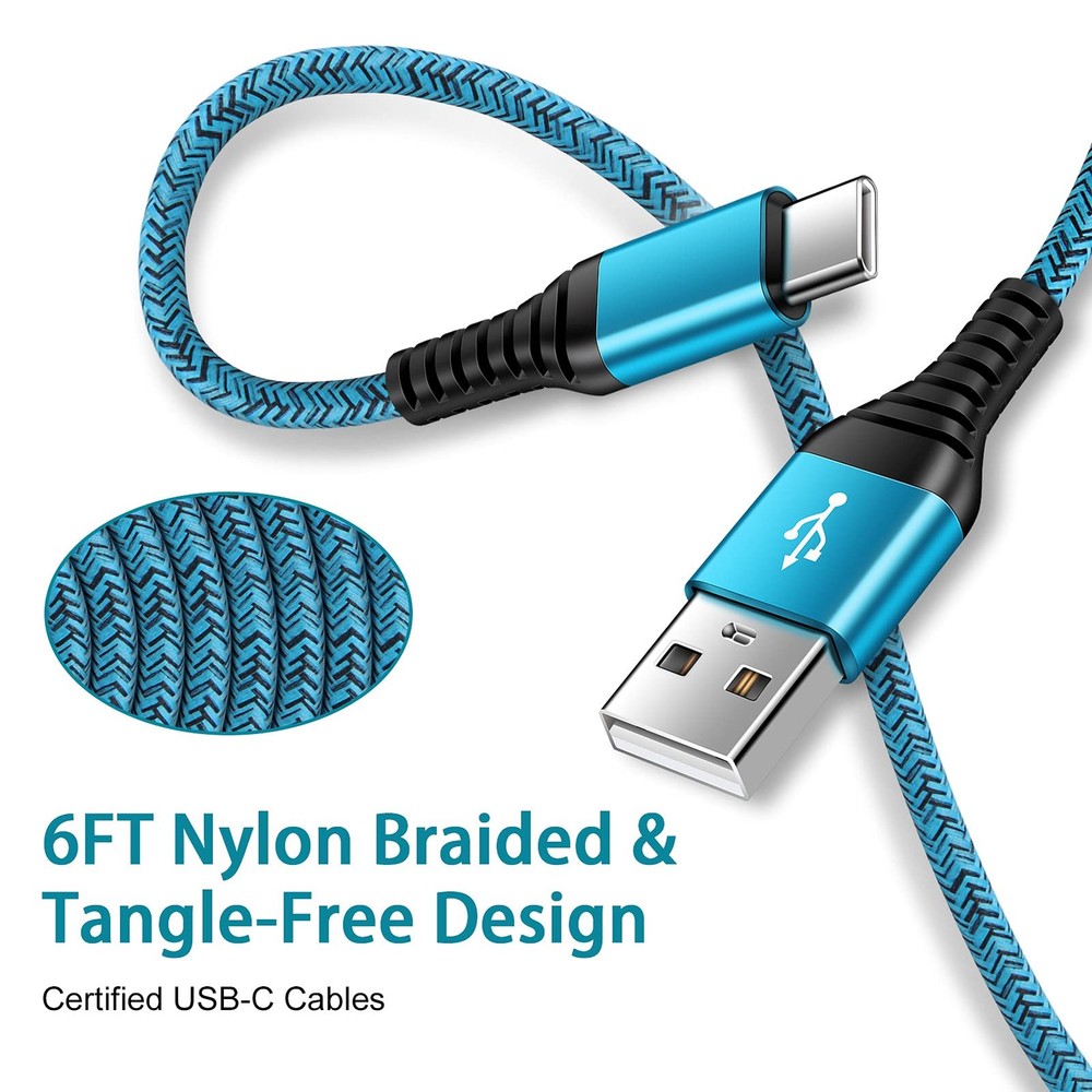 C Charger Cord Fast Charging USB Type C Cable Android Cables 6 feet