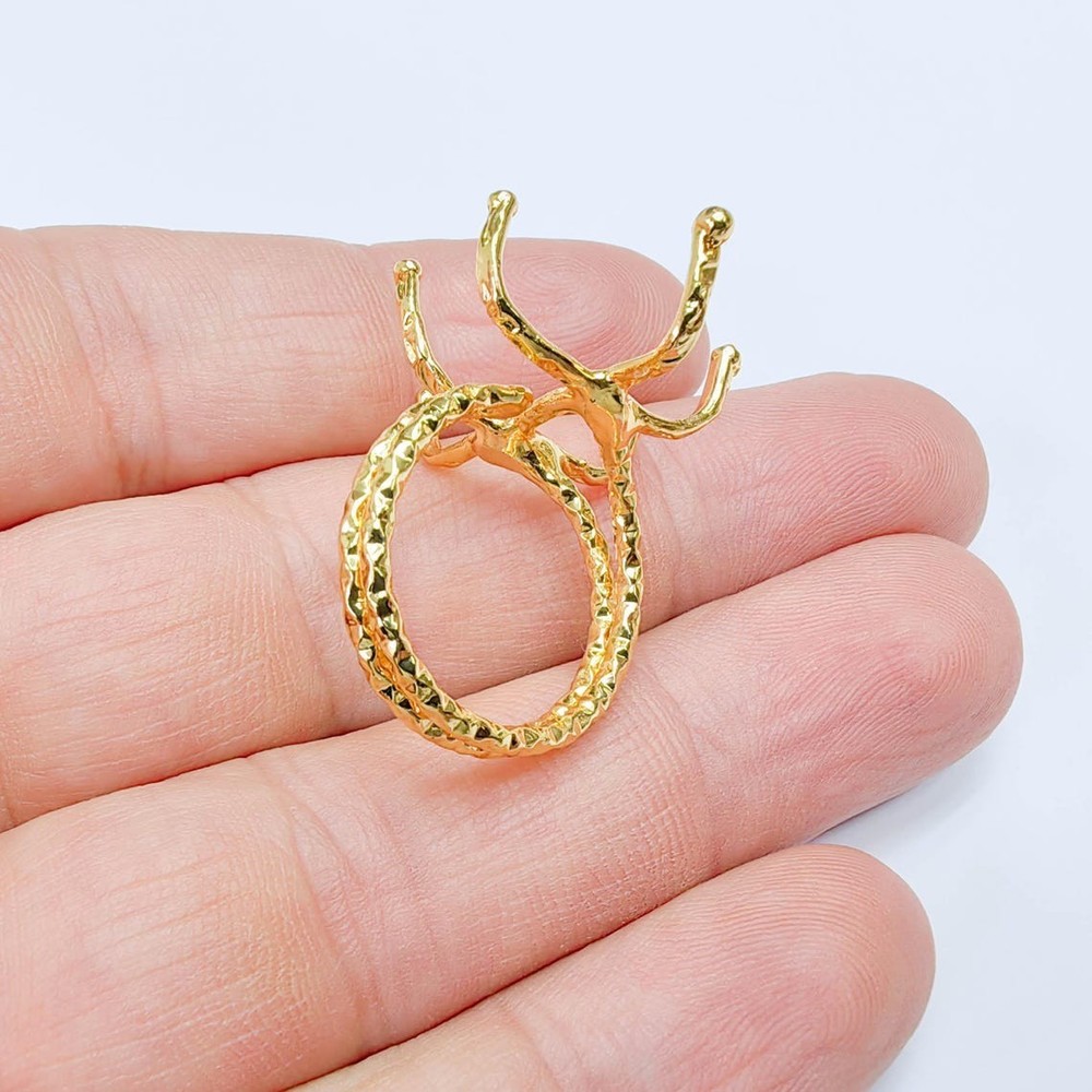 Claw Ring Blank Base Setting Adjustable Ring 25x18mm Bezel Shiny Gold G37575