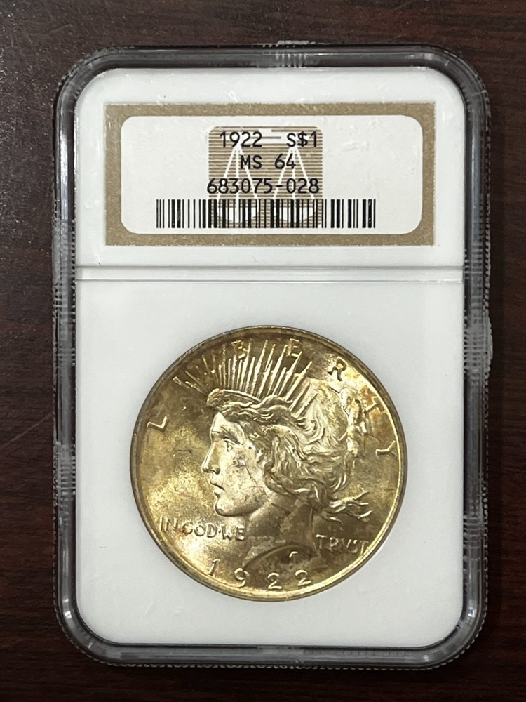 1922 $1 NGC MS64 - Peace Dollar Toned Both Sides