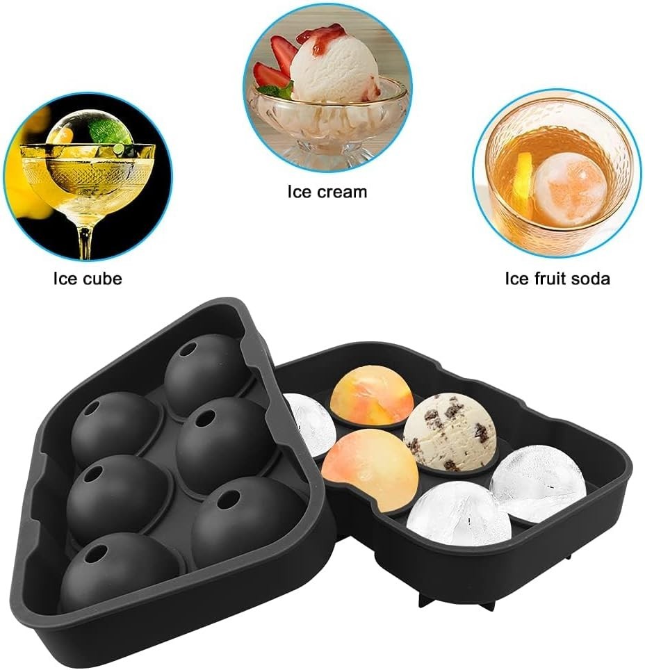 Silicone Round Ice Cube Mold, Round Ice Cube Trays for Freezer with Funnel, E...