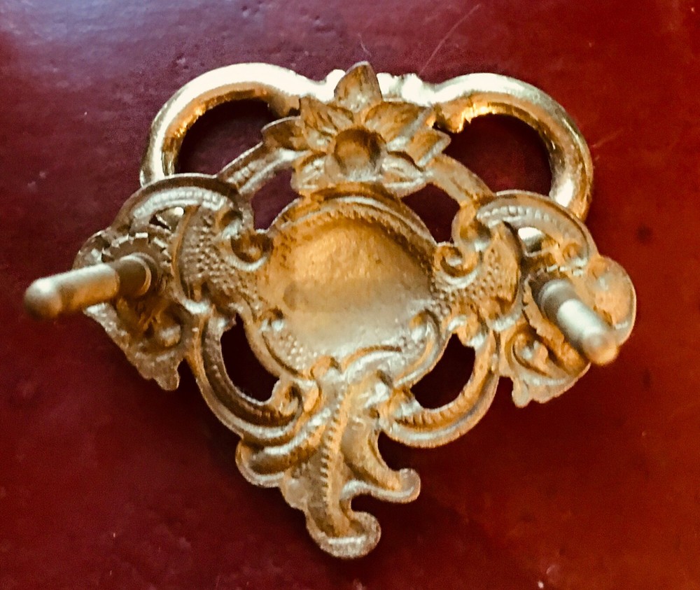 Set of 9 Ornate Brass Drop Drawer Pulls