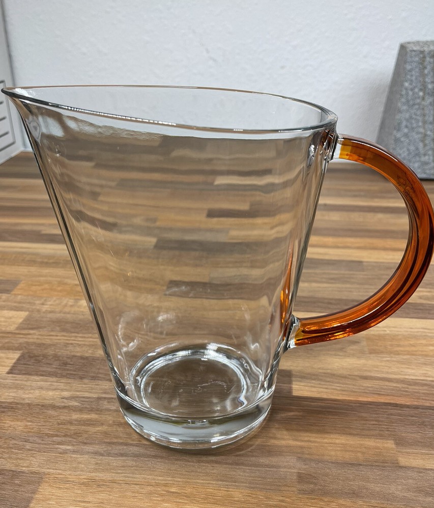 Modern Form Clear Glass Pitcher with Amber Handle