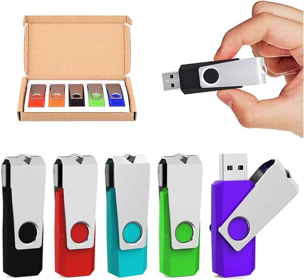 5 Pack 32GB Flash Drive USB 2.0 Memory Stick Multi Color