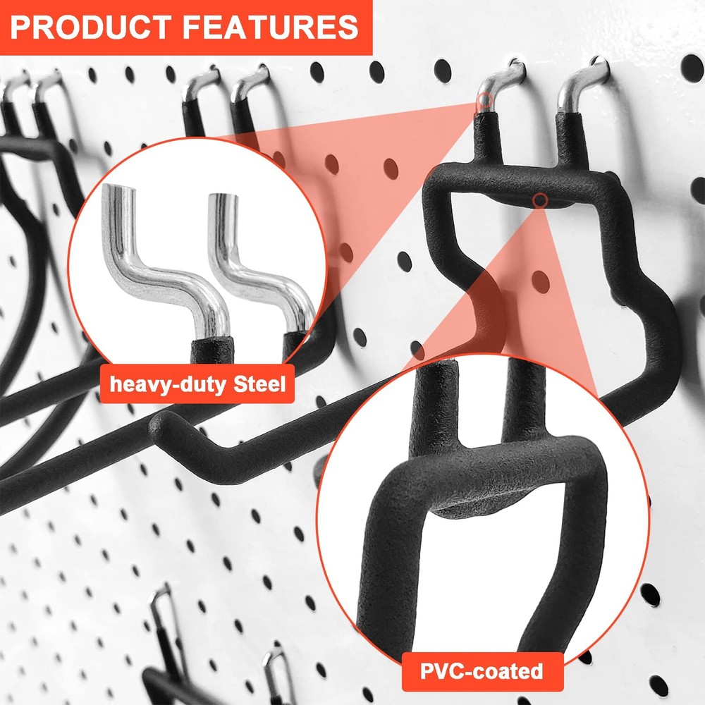12-Piece Pegboard Hook Set for Drills Accessories Garage Workbench