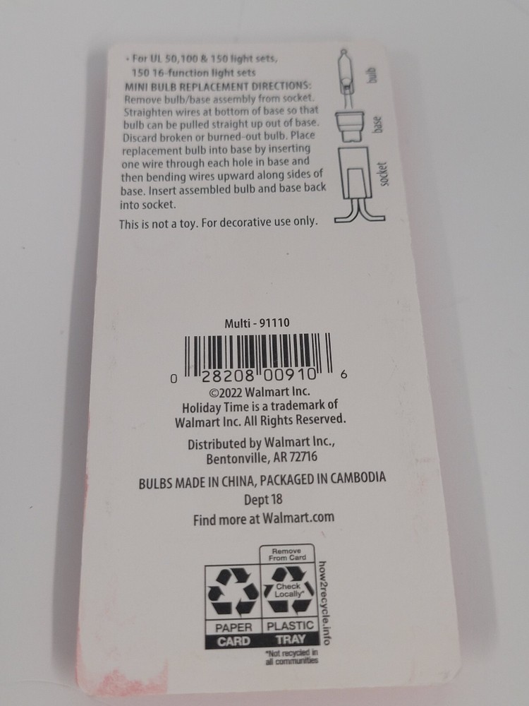 2.5 volt Multi Color Mini Christmas Light Bulbs for 50 100 150 Light String 10pk