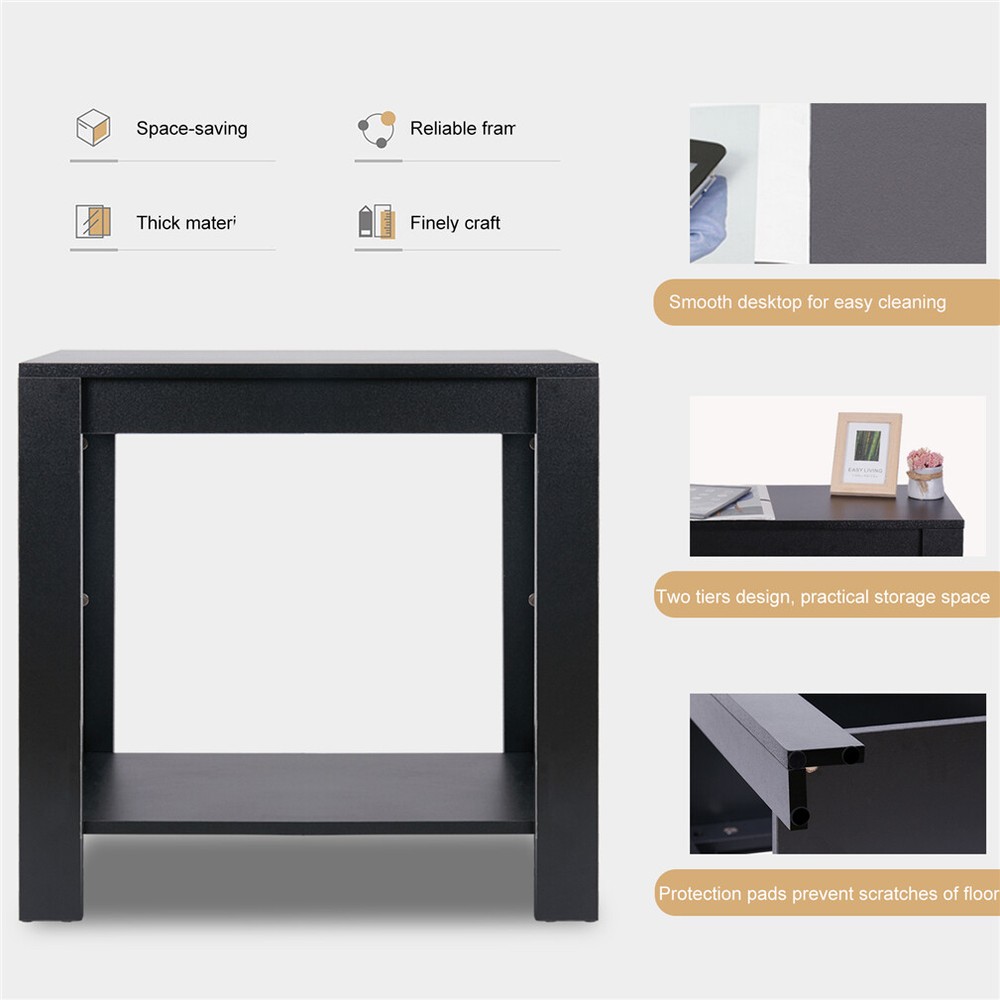 Black Thicken Wood Side Table Bedside Sofa End Table Living Room Display Table