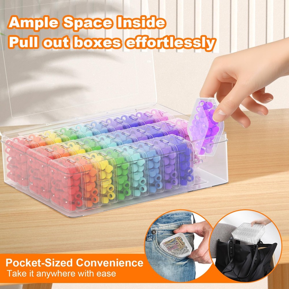 Bead Organizer Box, 30 Pcs Clear Plastic Storage Containers Features Hinged L...